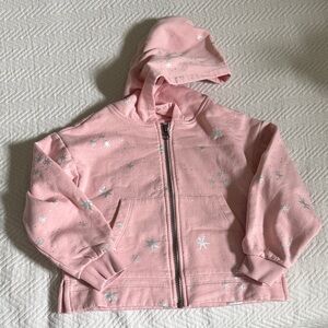 Hanna Andersson Pink Kids Hooded Jacket with Star Pattern
